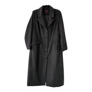 NWOT Jessica London Gray Long Wool Blend Button Down Soft Coat Size 12